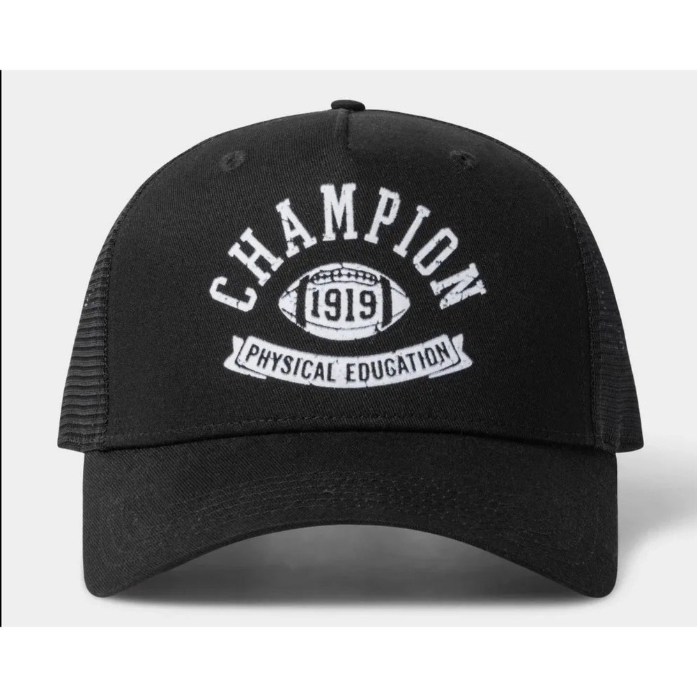 Champion Adult Phys Ed Twill Trucker Hat - Black